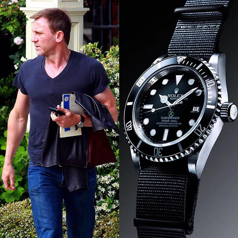 Daniel Craig wearing Rolex Submariner on NATO strap — the Bond watch