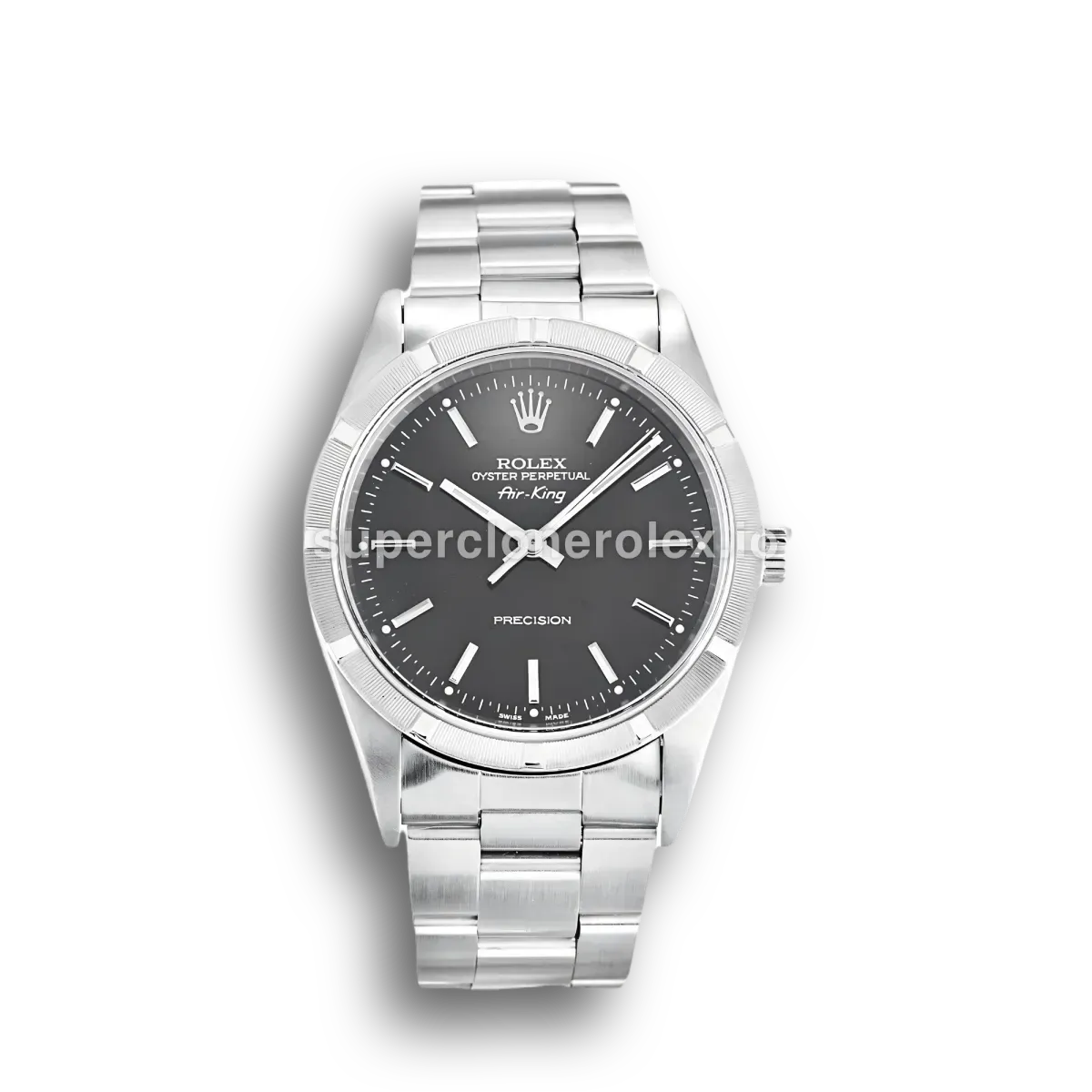 Rolex Air-King 14010 replica black dial — front view
