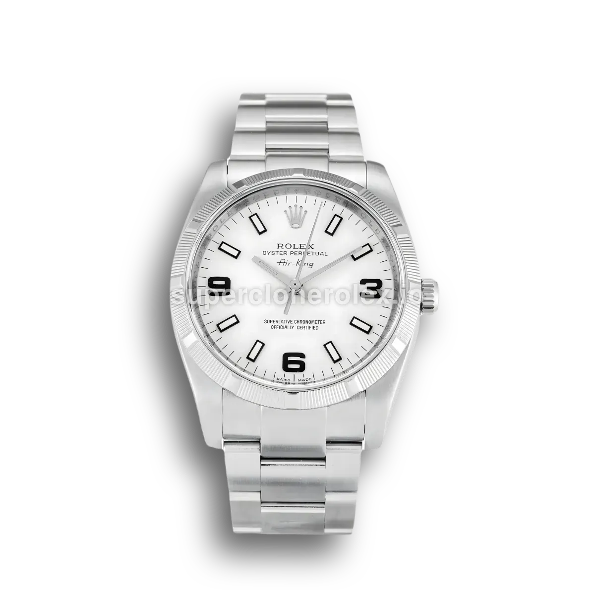 Air-King 114210 rolex copy white dial — front view