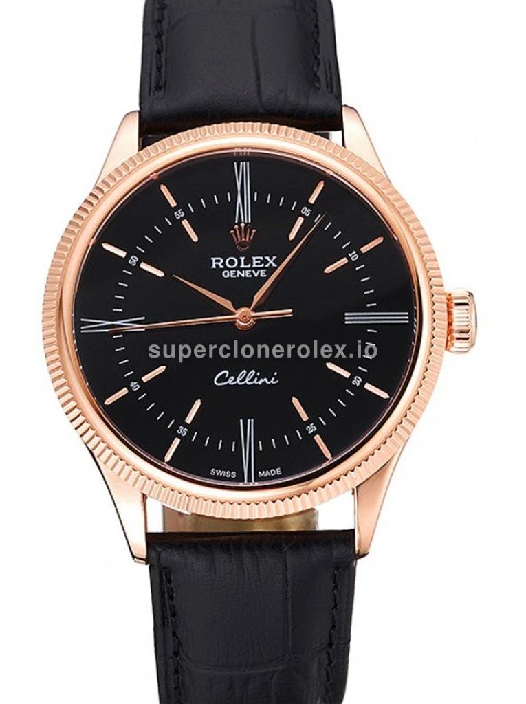 Cellini 622656 rolex copy black dial — front view