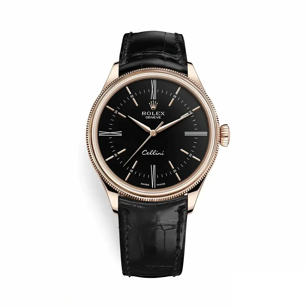 Cellini 50505 rolex copy black dial — front view
