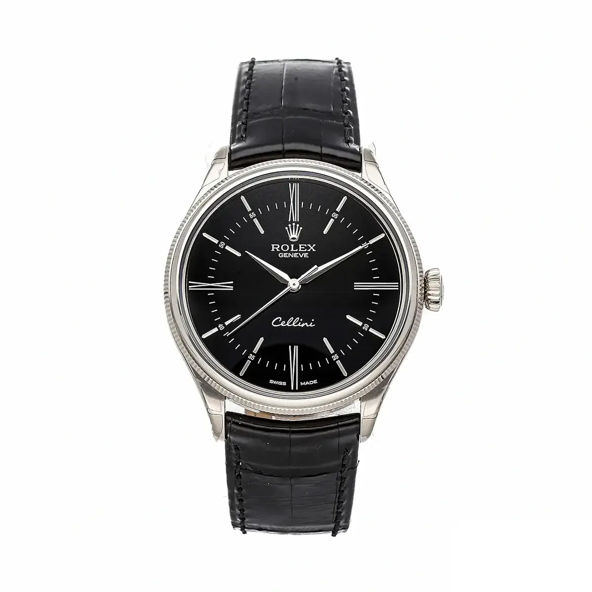 Cellini 50509 rolex copy black dial — front view