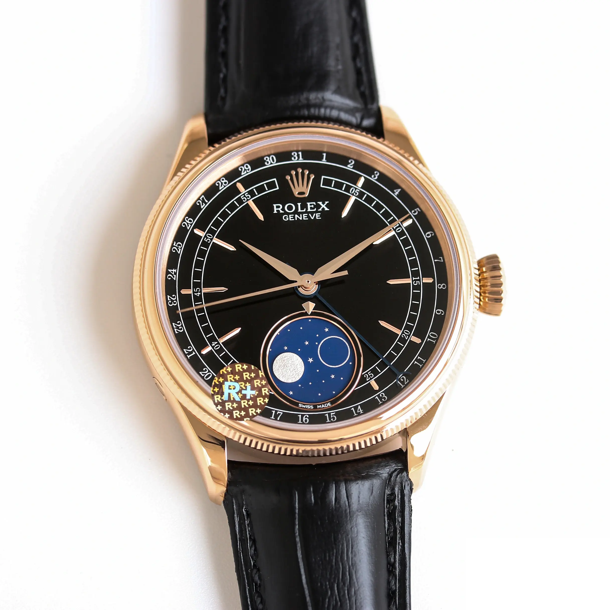 Rolex Cellini 50535 rolex clone black dial — bezel macro