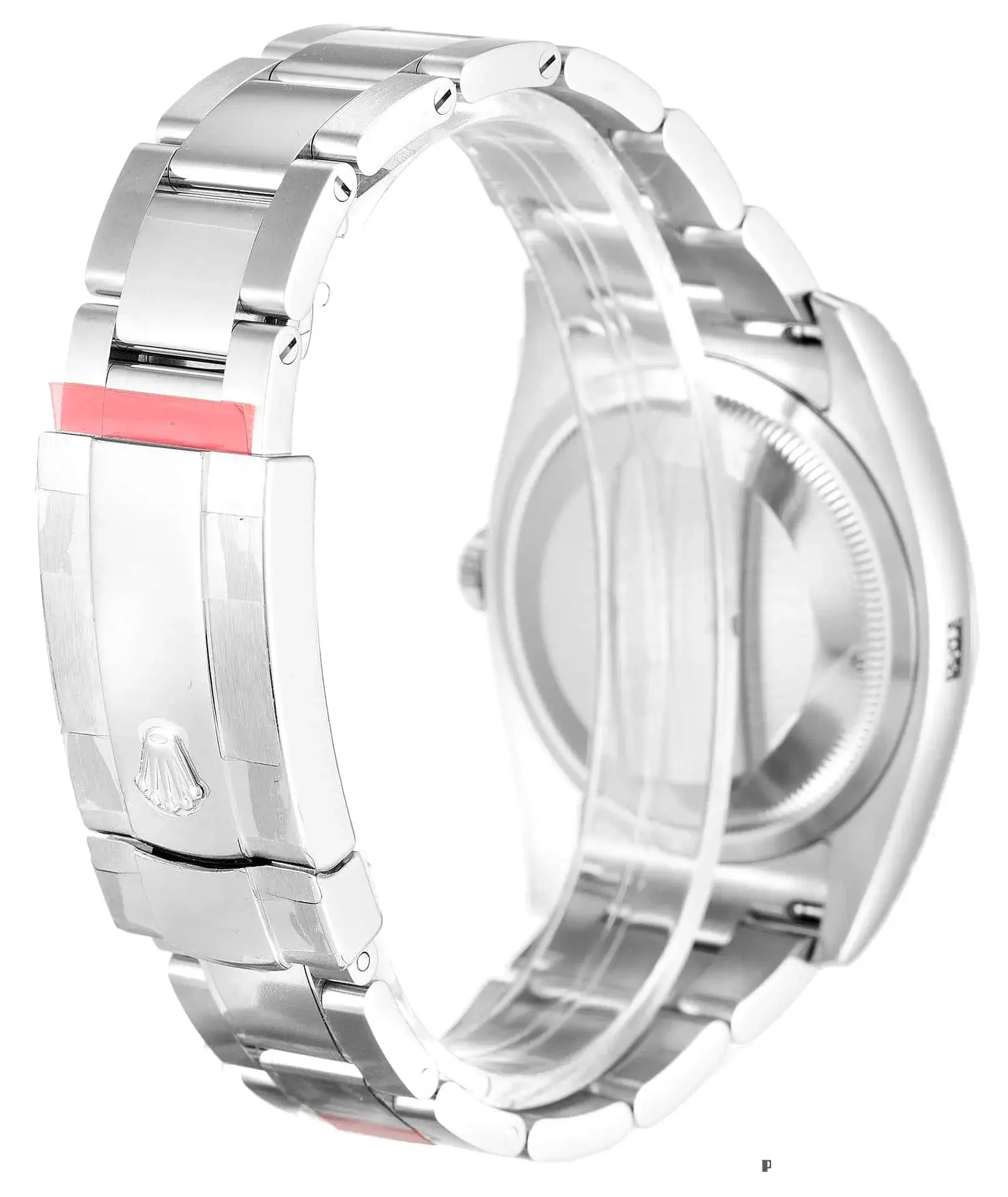 Rolex Datejust 116200 miyota replica pink dial — caseback detail