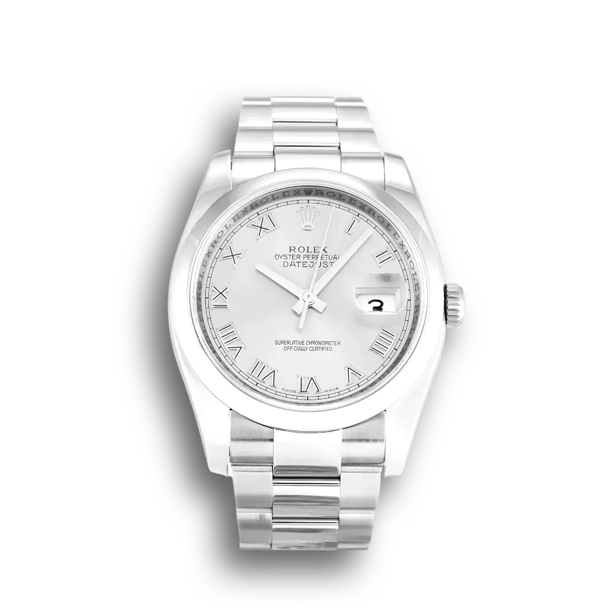 Rolex Datejust 116200 rolex clone silver dial — front view