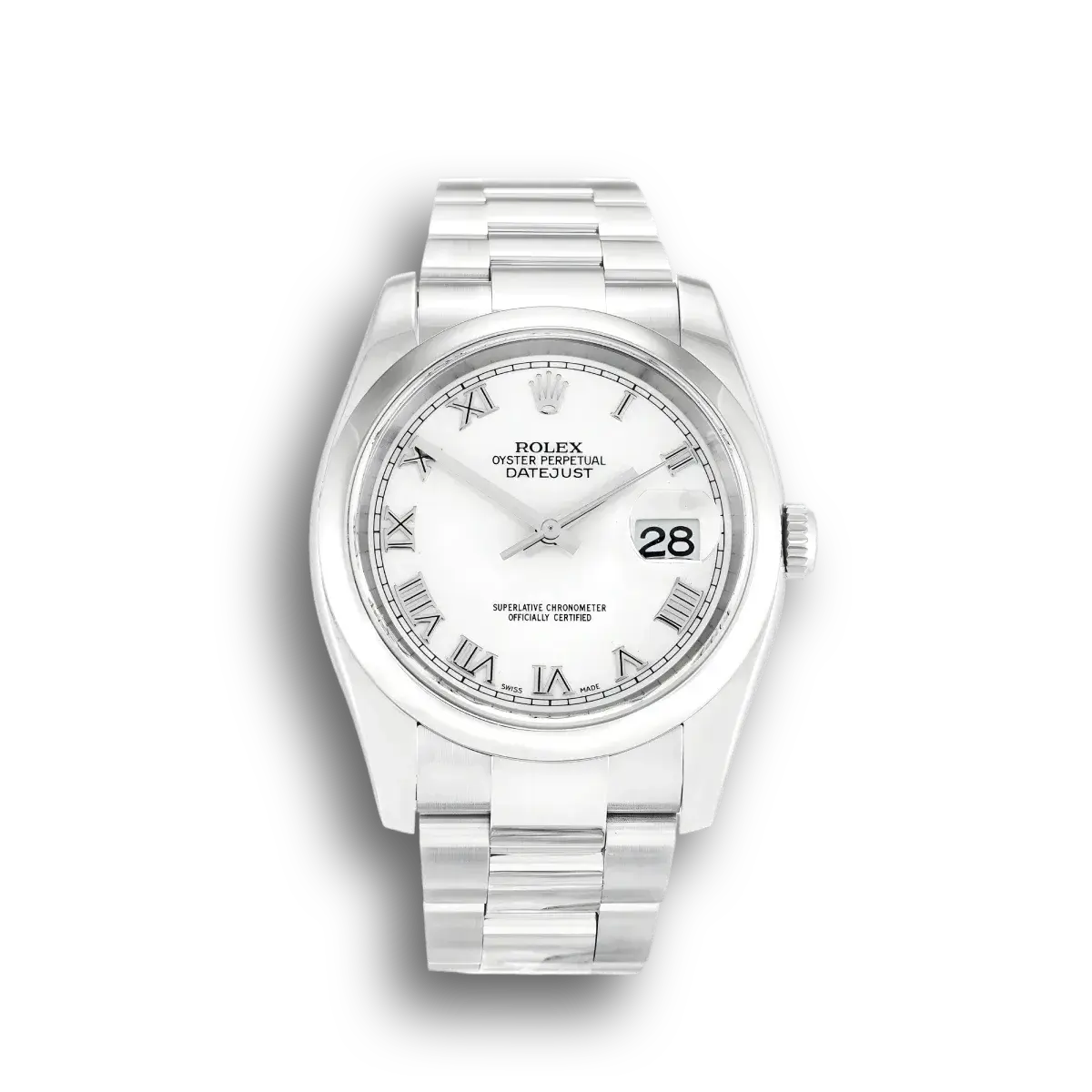 Rolex Datejust 116200 rolex clone white dial — front view