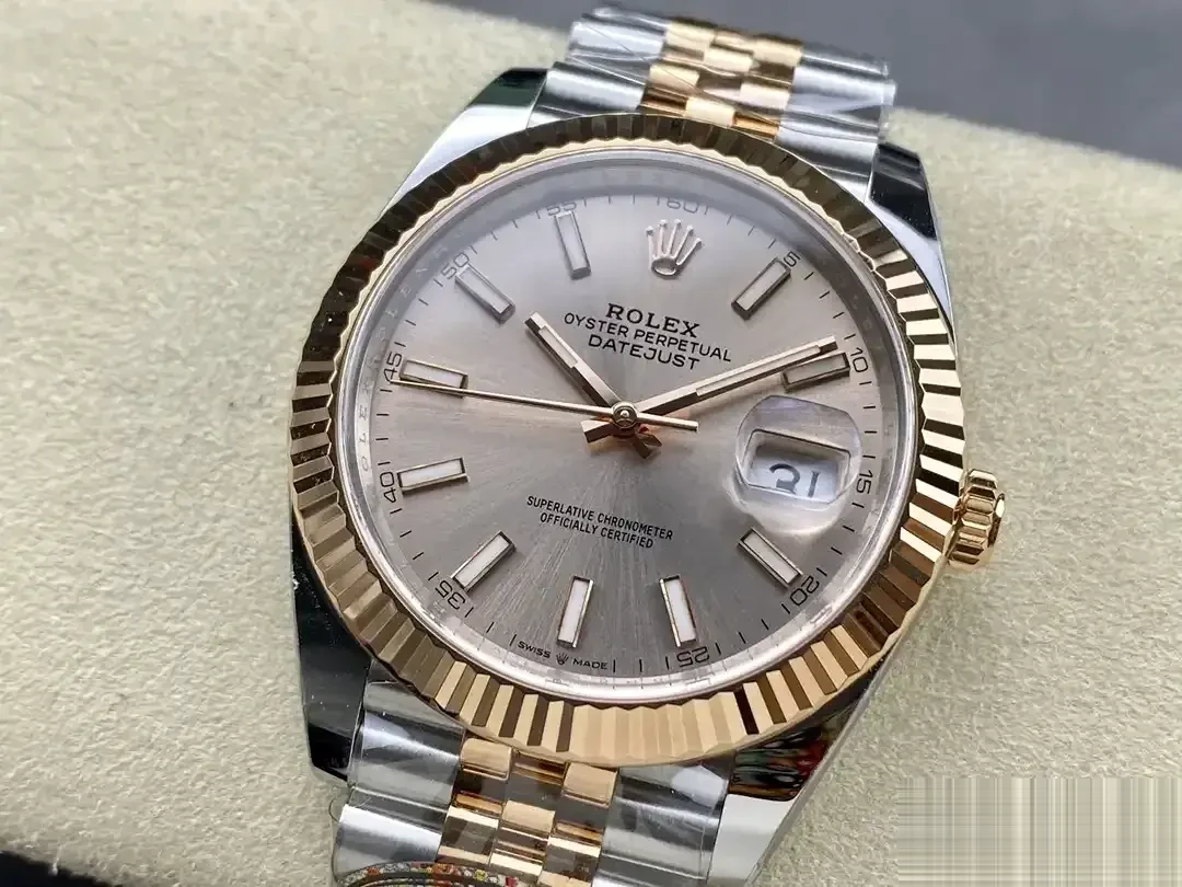 Rolex Datejust 126331 replica gold dial — angled view