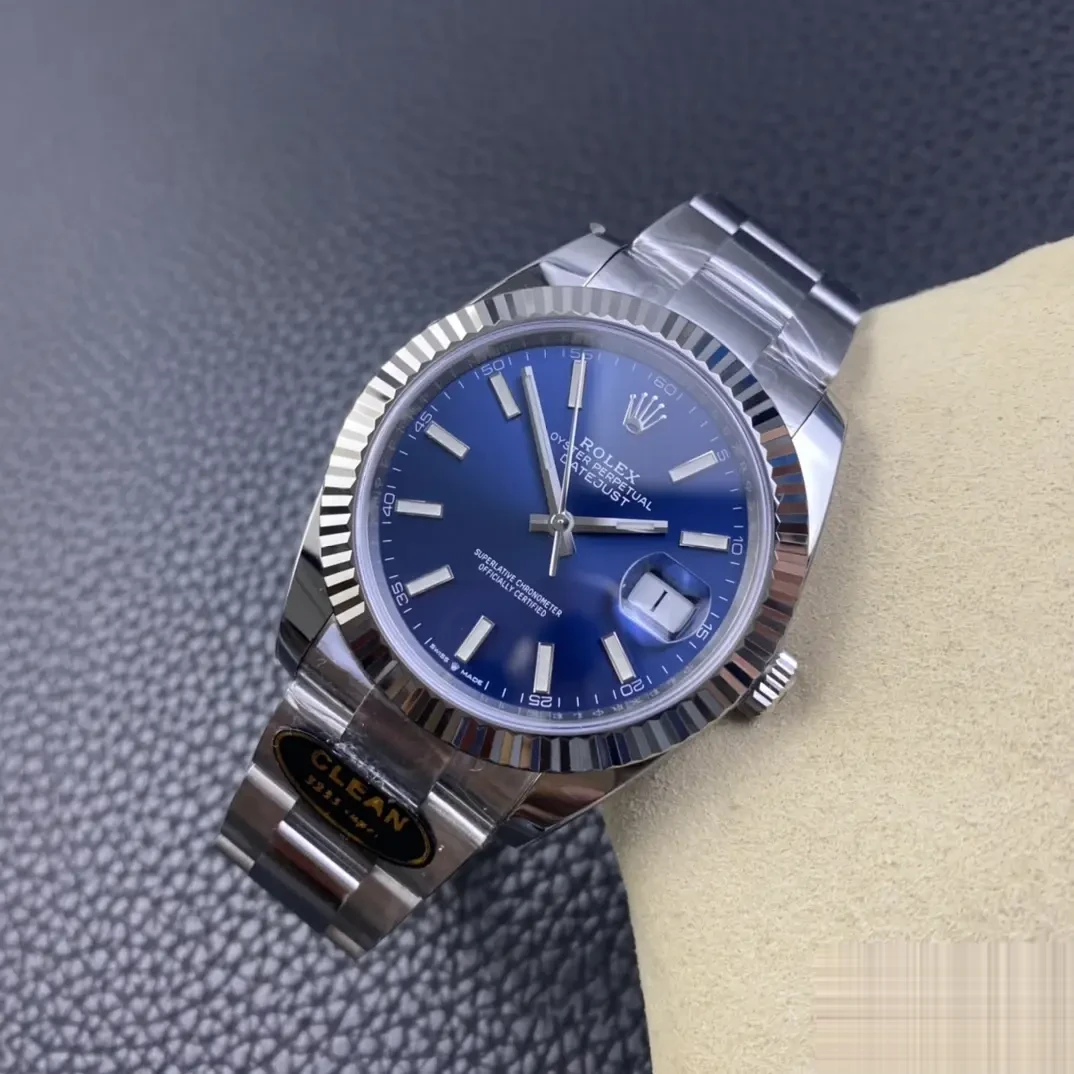Datejust 126334 japanese automatic replica blue dial — angled view