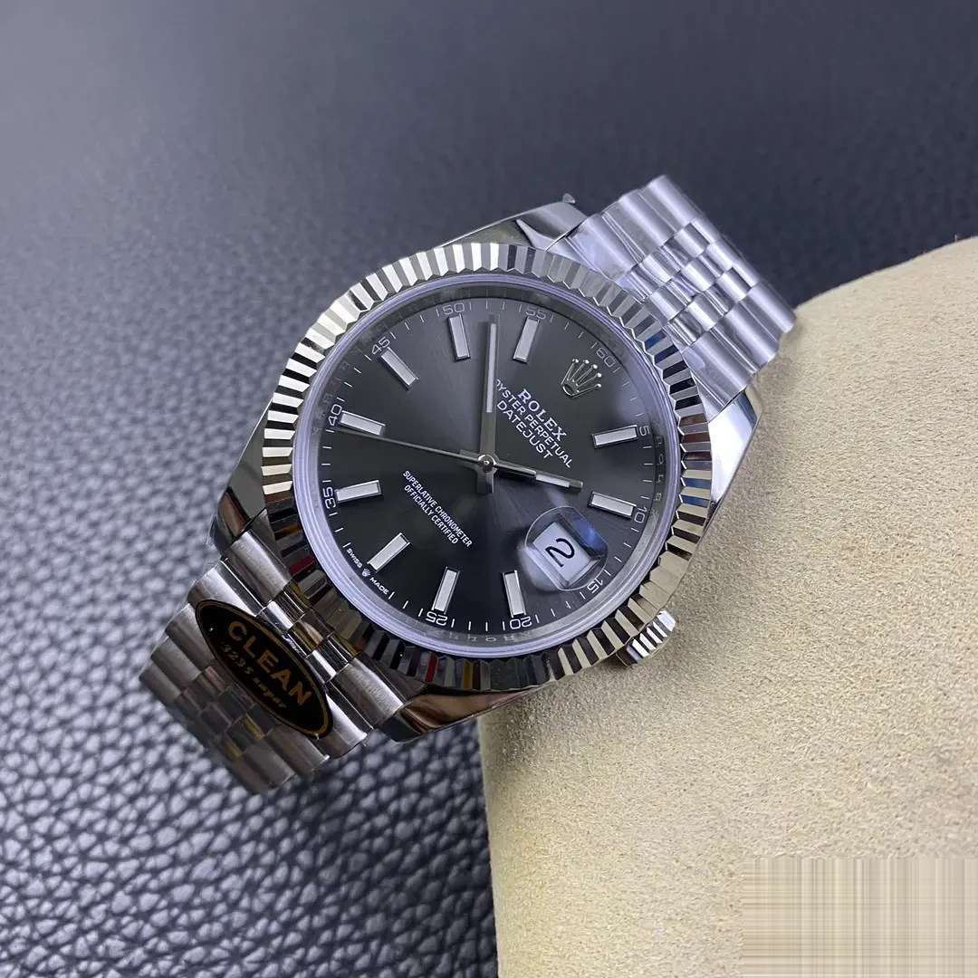 Rolex Datejust 126334 rolex clone grey dial — angled view