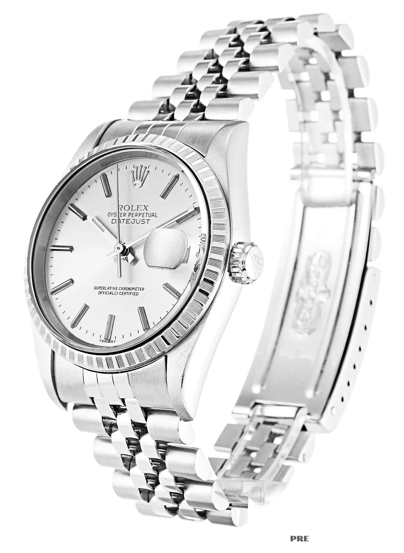 Rolex Datejust 16220 replica silver dial — caseback detail