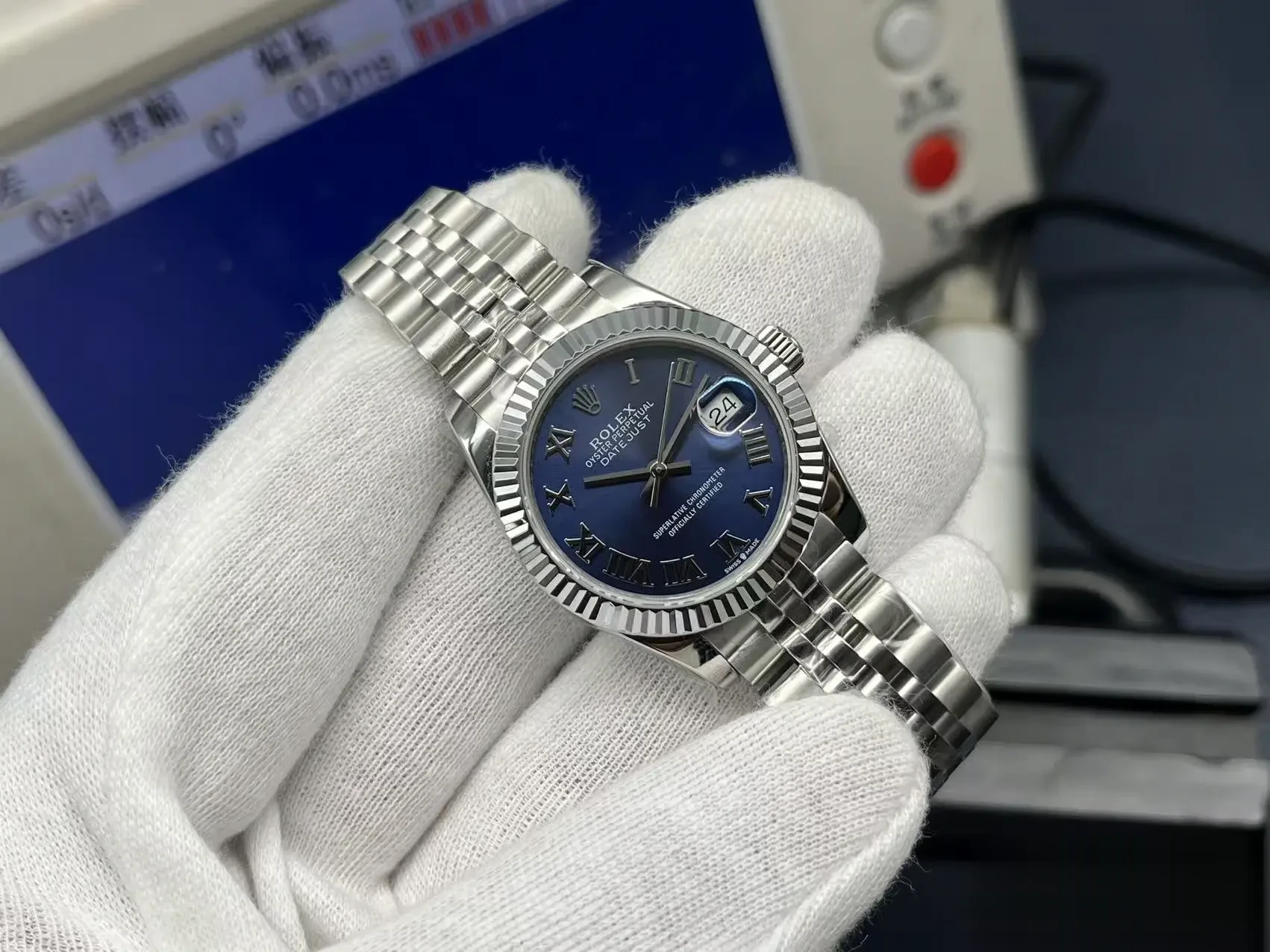 Datejust 278274 japanese automatic replica white dial — angled view