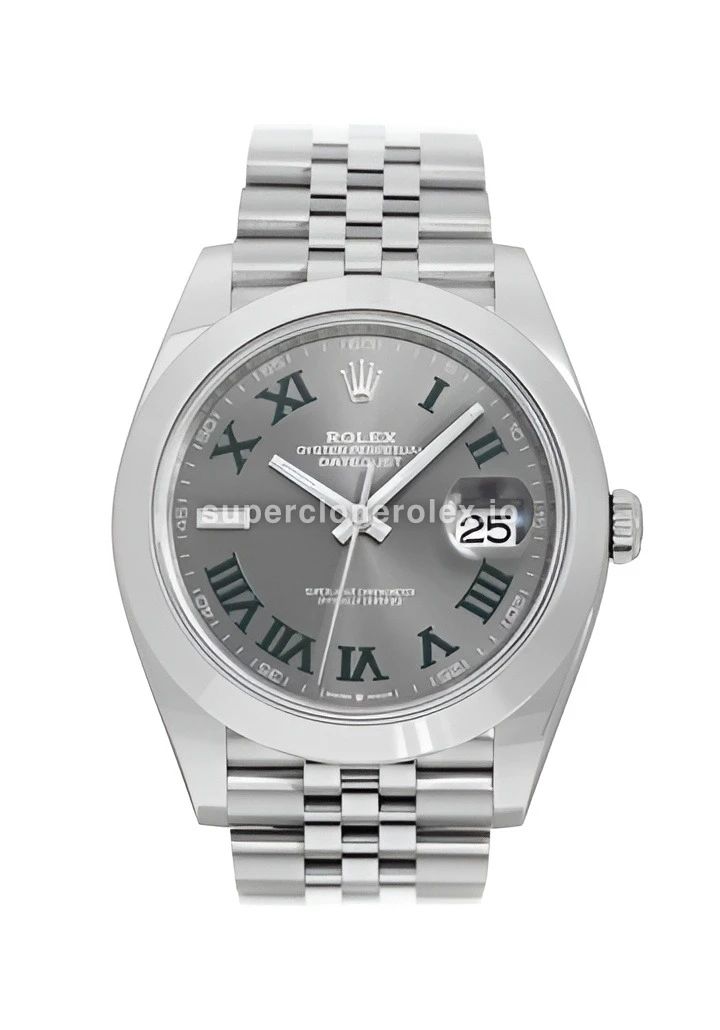 Rolex Datejust 42000 Wimbledon miyota replica silver dial — front view