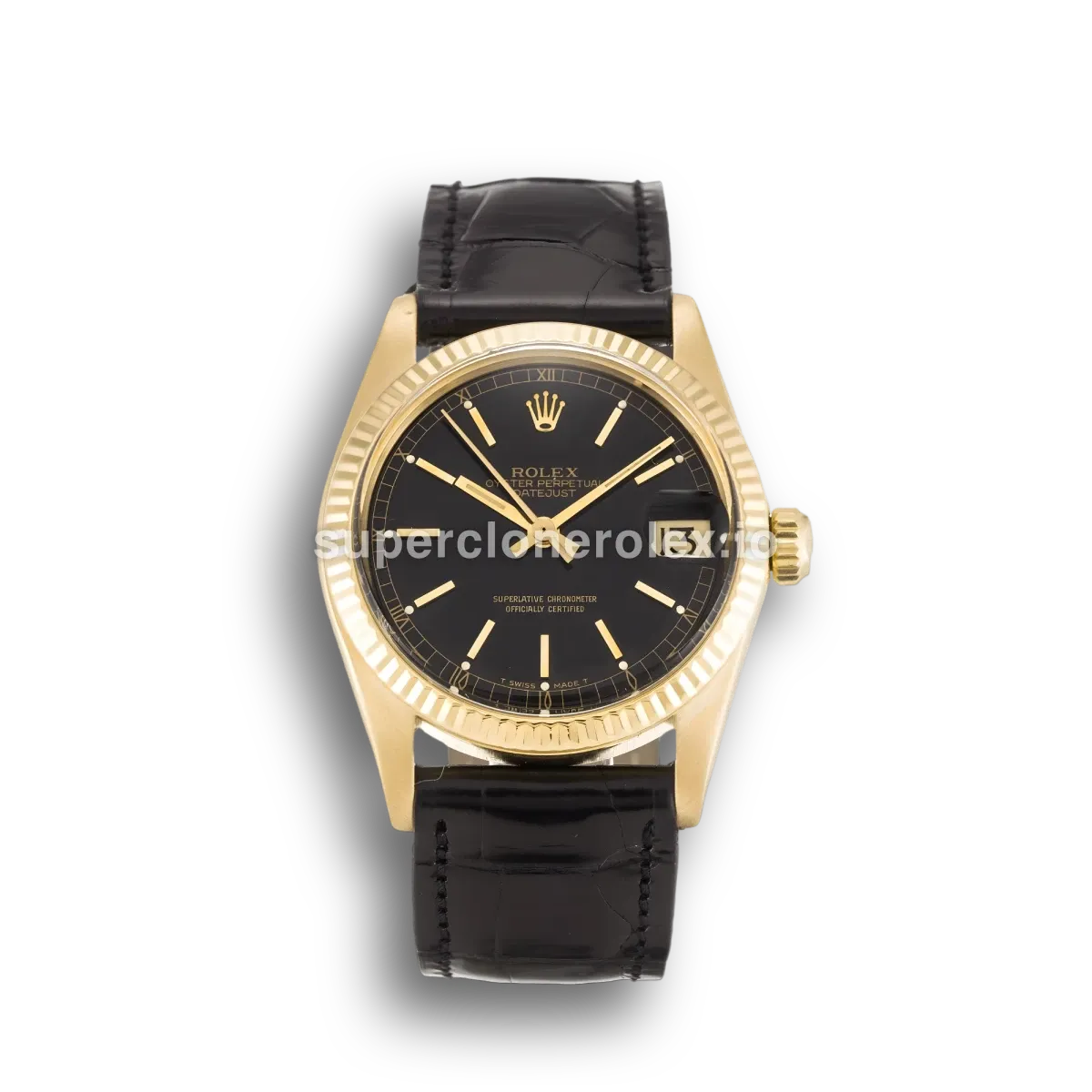 Datejust 6827 rolex replica black dial — front view