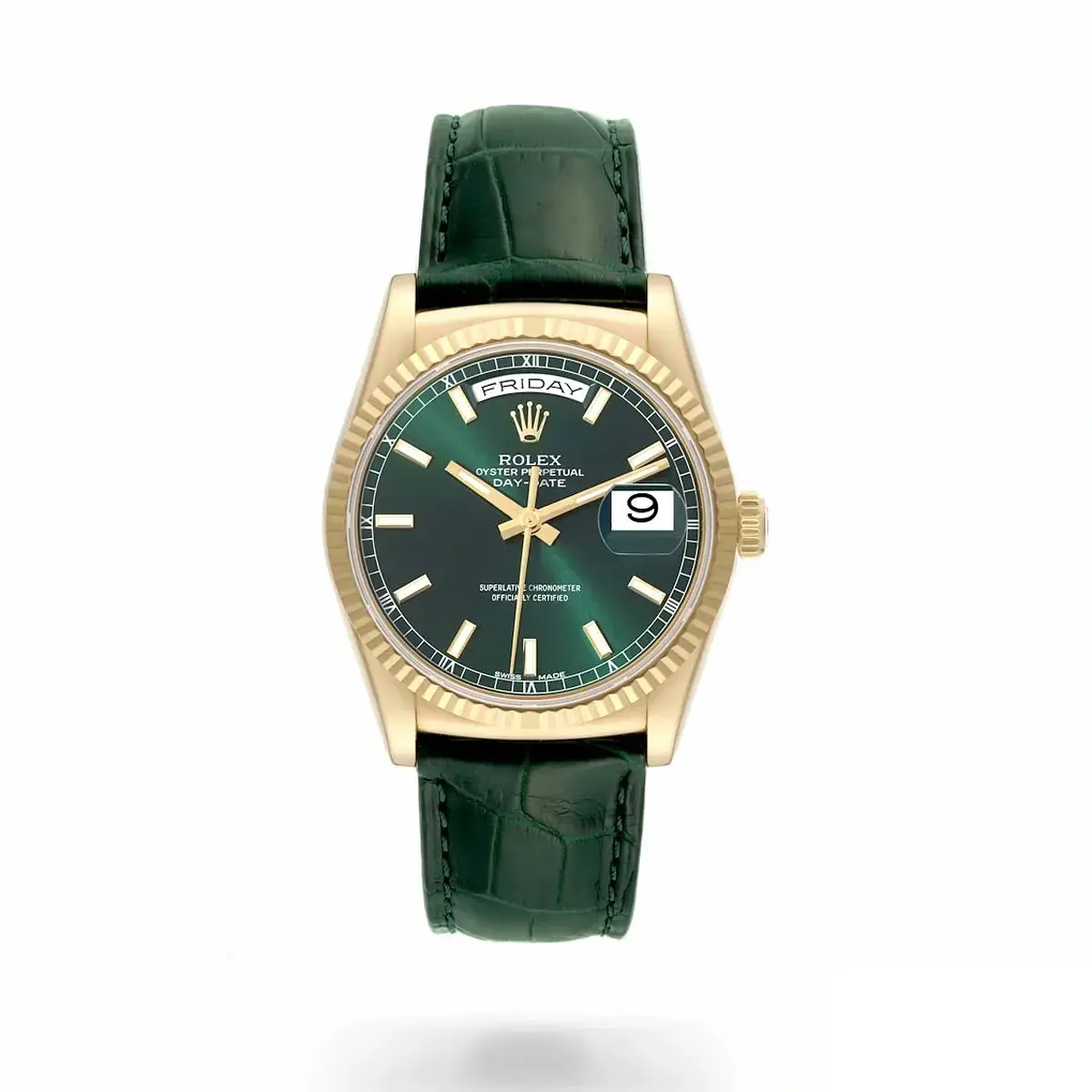 Rolex Day-Date 118138 rolex clone green dial — front view