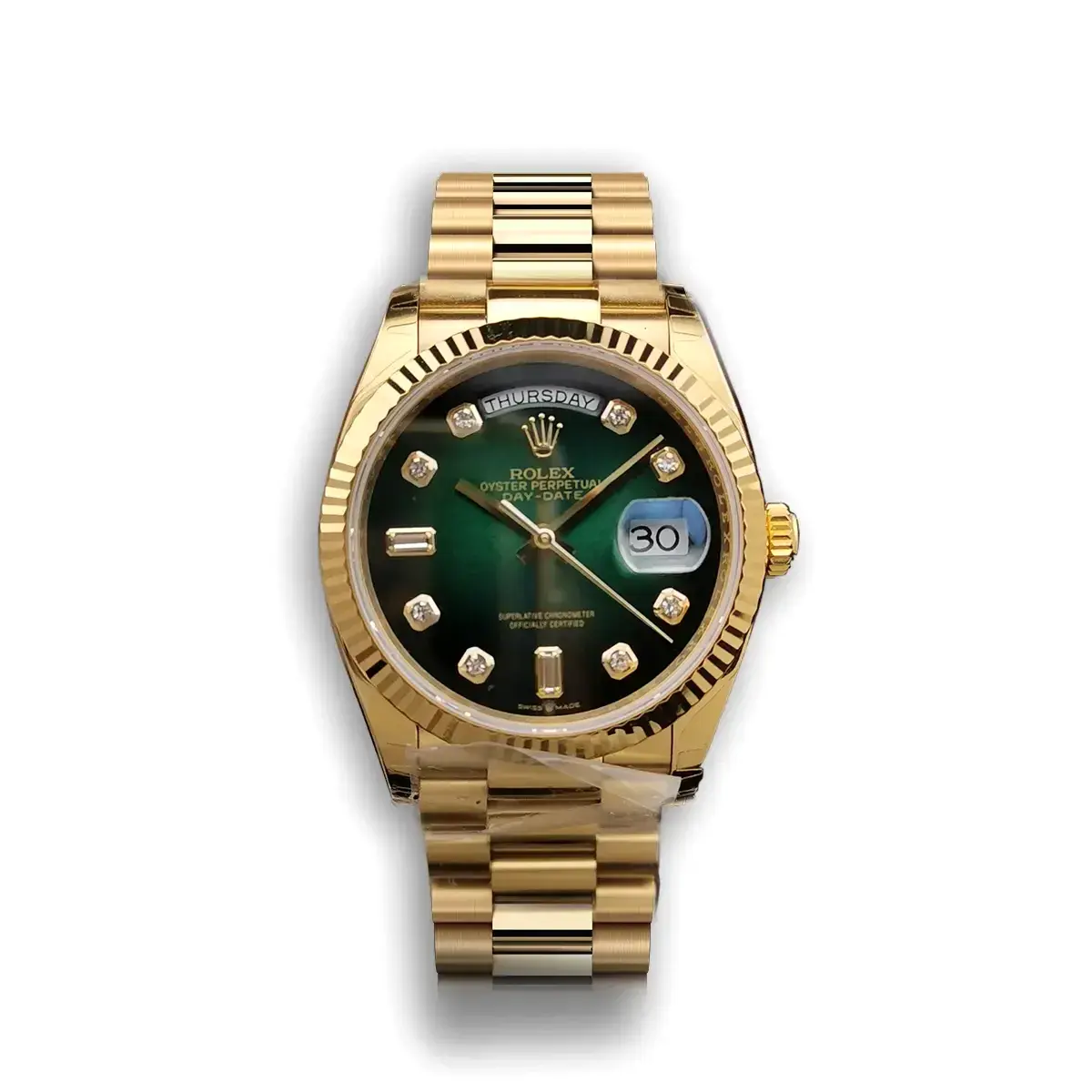 Rolex Day-Date 128238 rolex clone green dial — front view