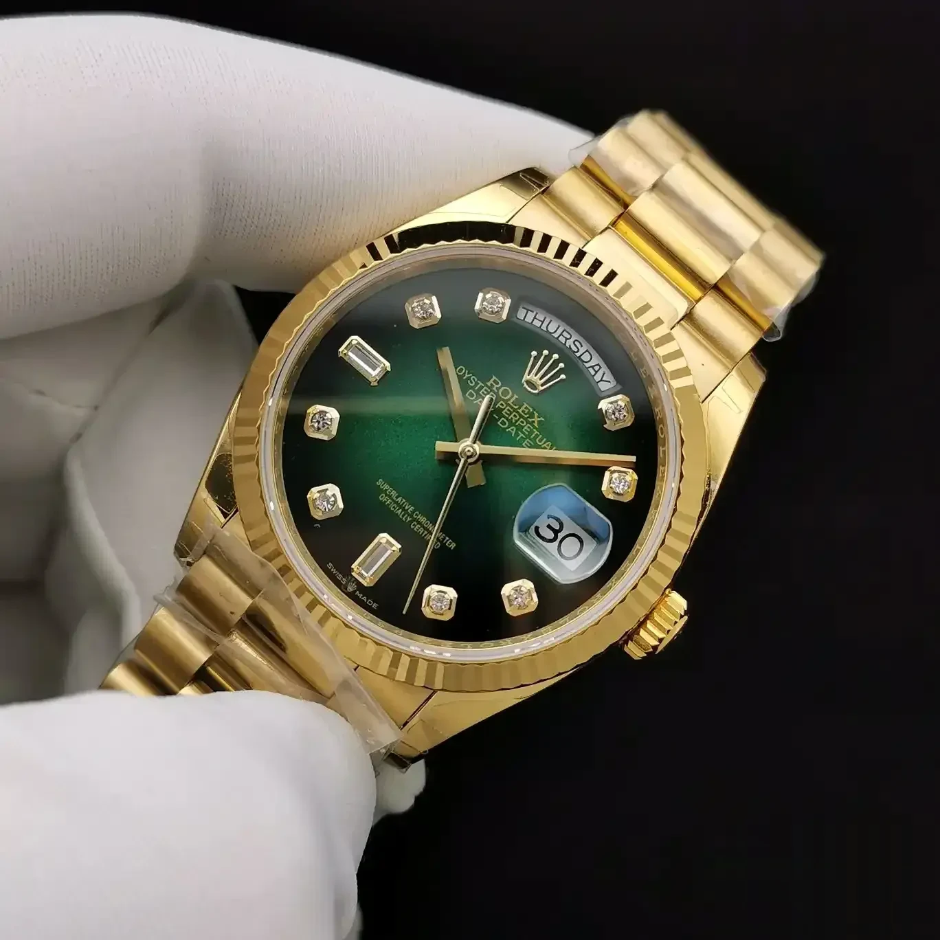 Day-Date 128238 rolex copy 36mm — crown and case detail