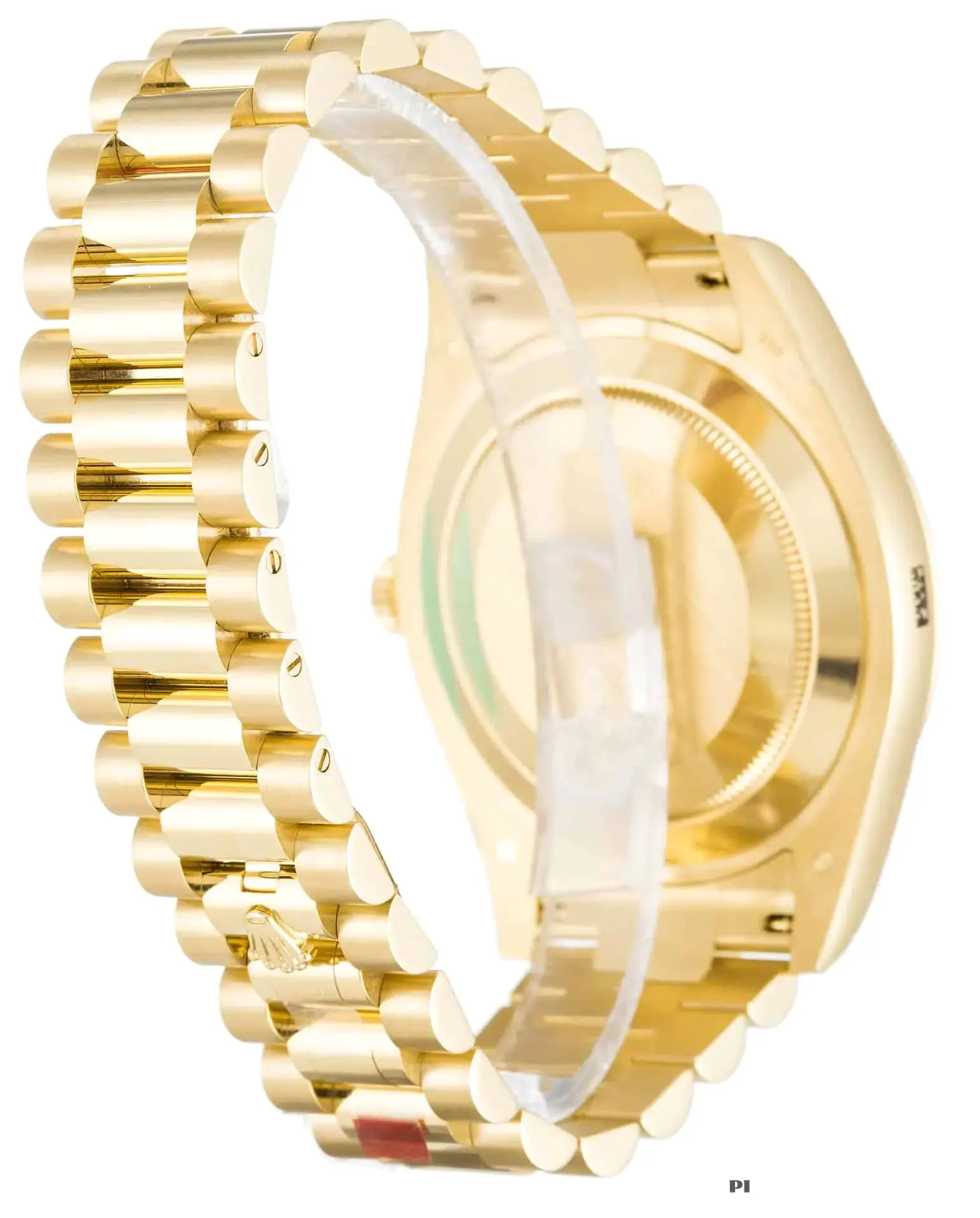 Day-Date 218238 rolex copy ivory dial — caseback detail
