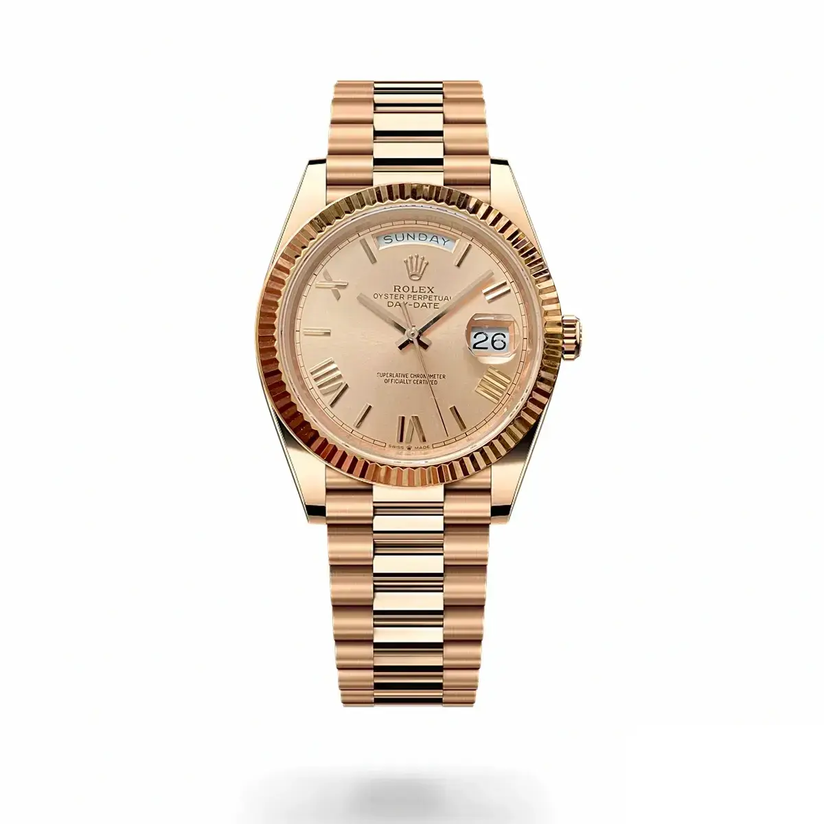 Rolex Day-Date 228235 replica black dial — front view