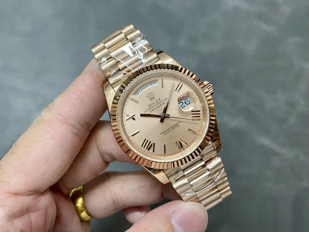 Day-Date 228235 rolex copy black dial — angled view