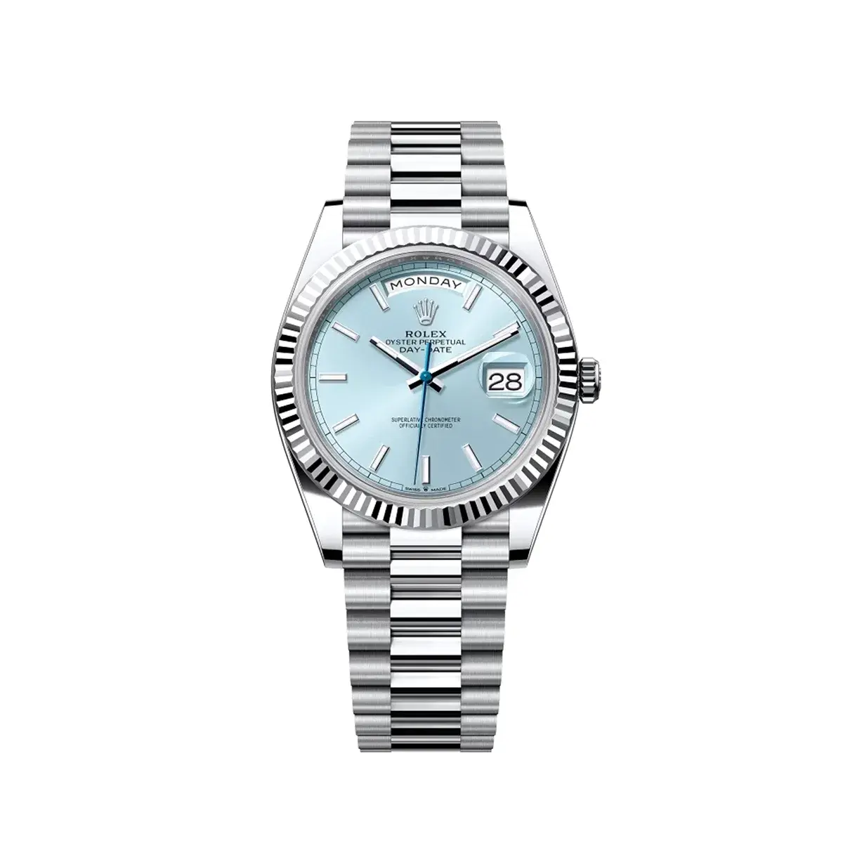 Rolex Day-Date 228236 miyota replica blue dial — front view