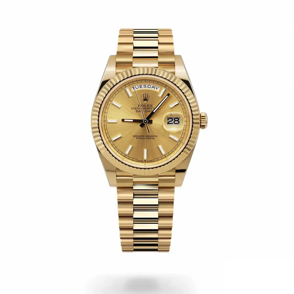 Rolex Day-Date 228238 miyota replica champagne dial — front view