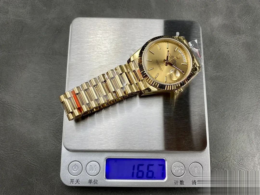 Day-Date 228238 rolex replica champagne dial — angled view