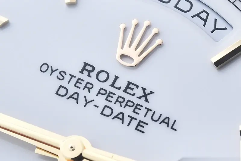 Rolex Day-Date 228238 miyota replica white dial — angled view
