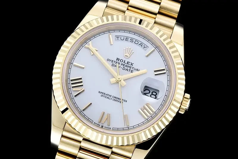 Day-Date 228238 rolex replica white dial — side profile