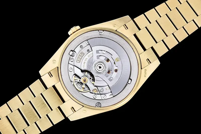 Rolex Day-Date 228238 miyota replica white dial — caseback detail