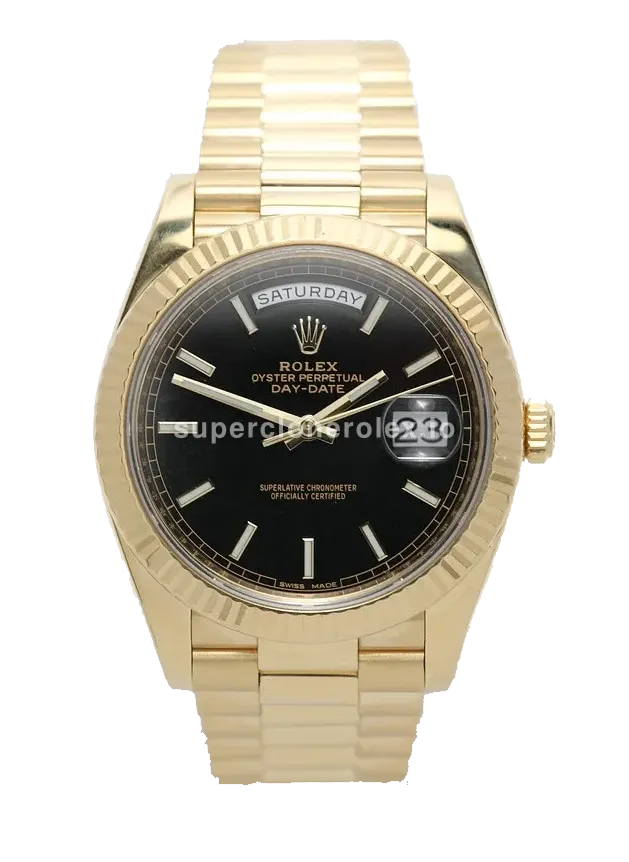 Day-Date 228238 rolex replica black dial — front view