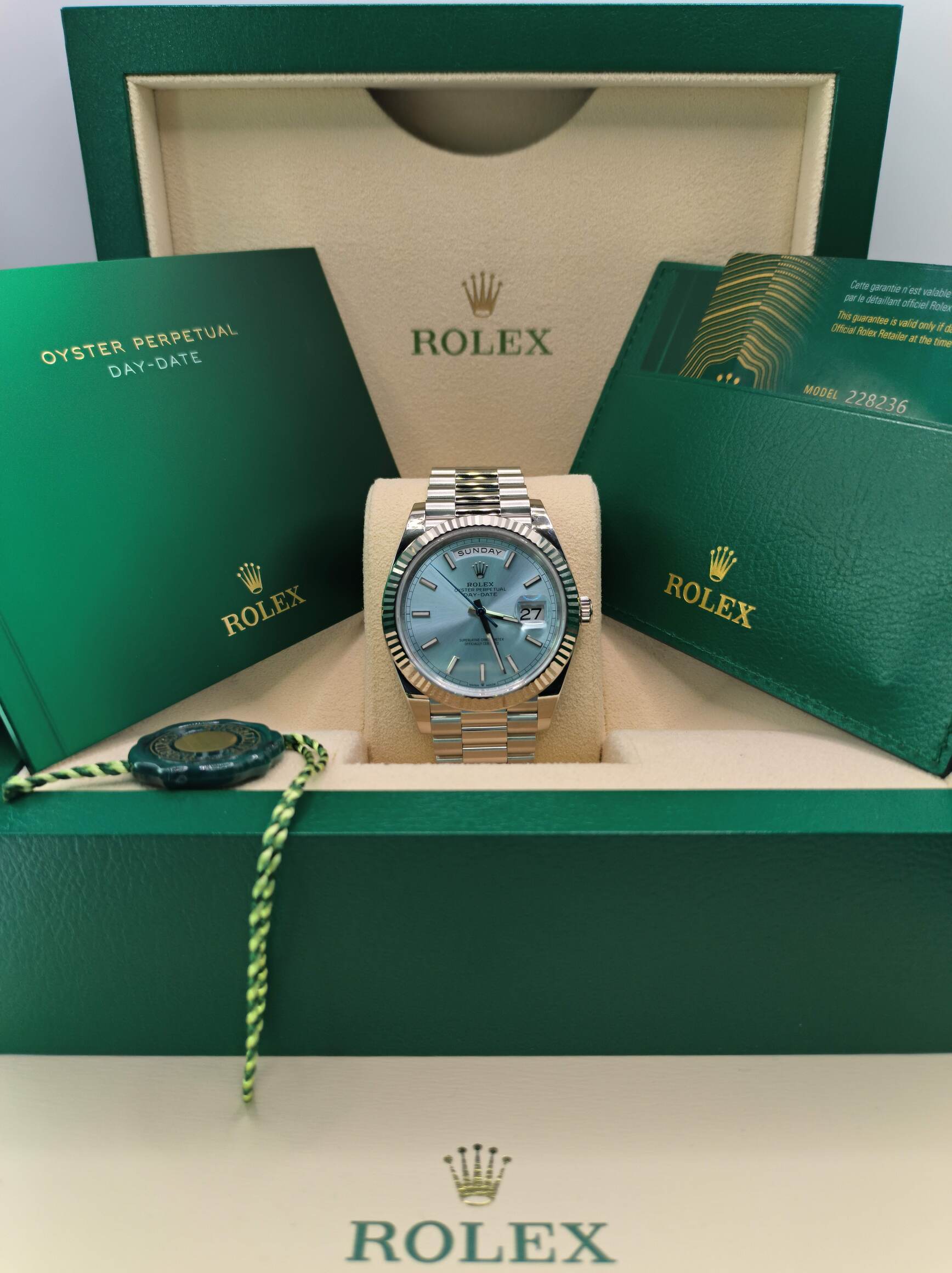 Rolex Day-Date 228236 replica 40mm — dial close-up