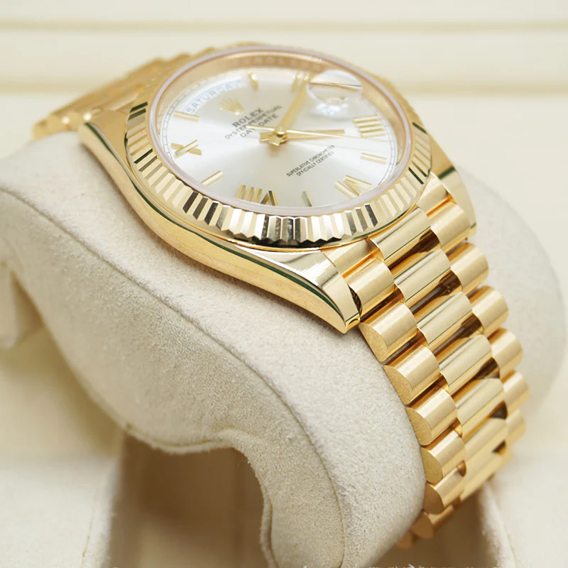 Rolex Day-Date 228238 miyota replica silver dial — caseback detail