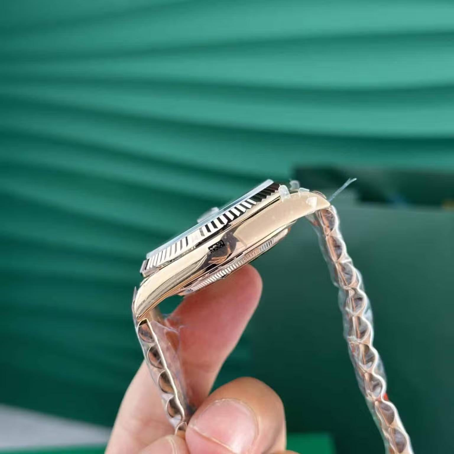 Day-Date 228235 rolex replica black dial — angled view