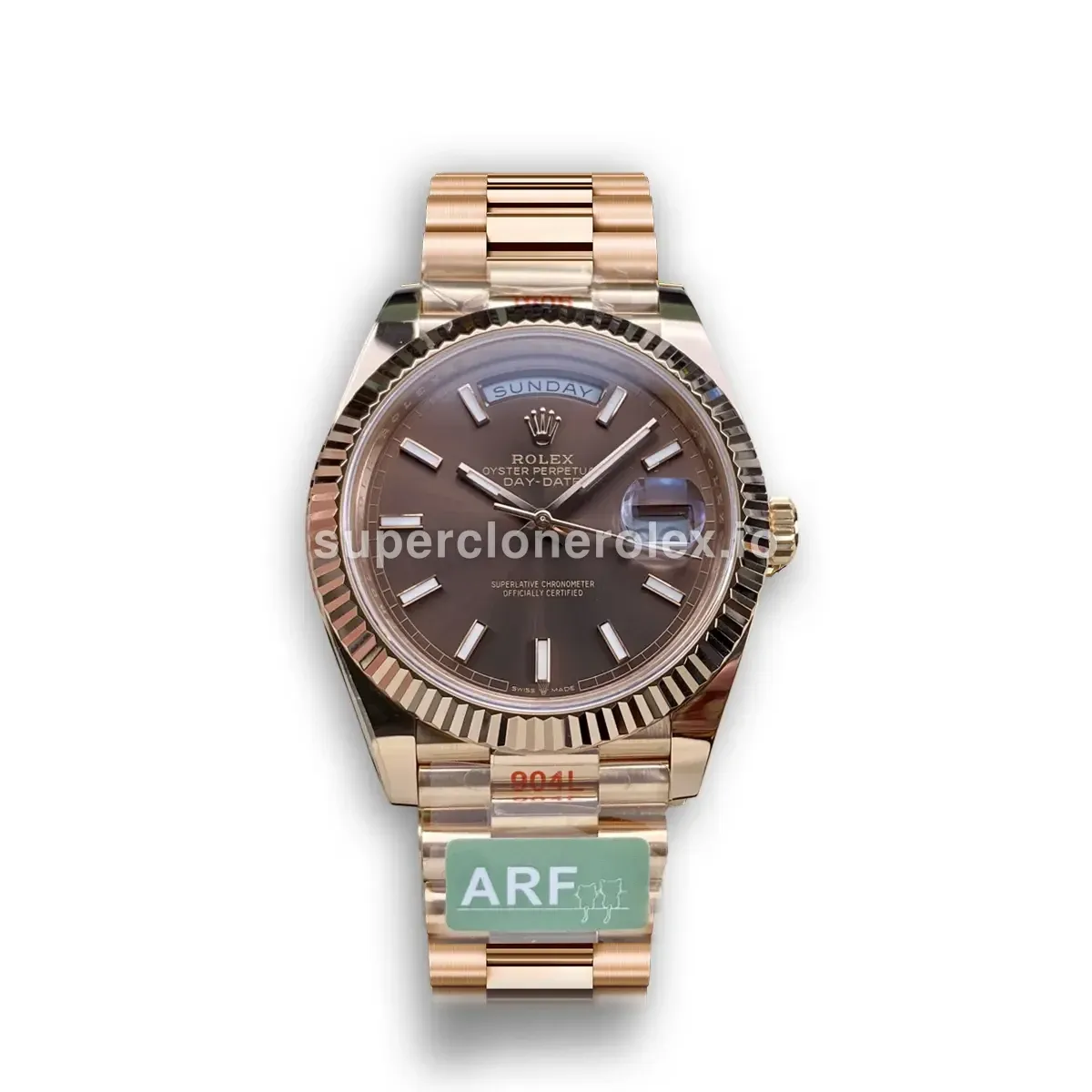 Rolex Day-Date 41985 miyota replica chocolate dial — front view
