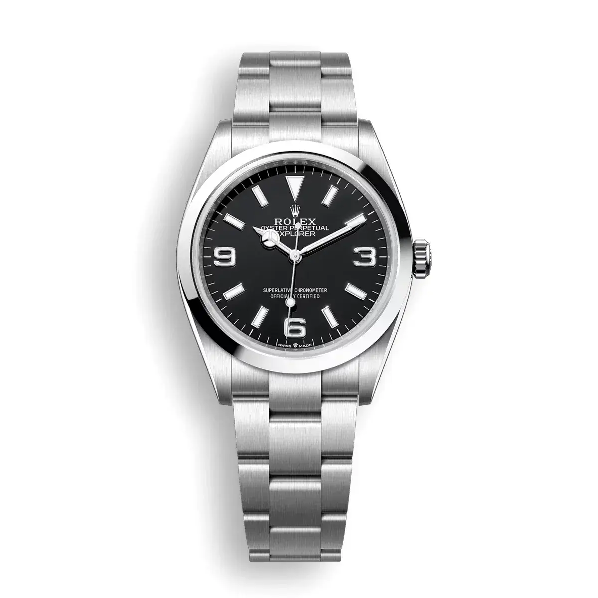 Rolex Explorer 124270 replica black dial — front view