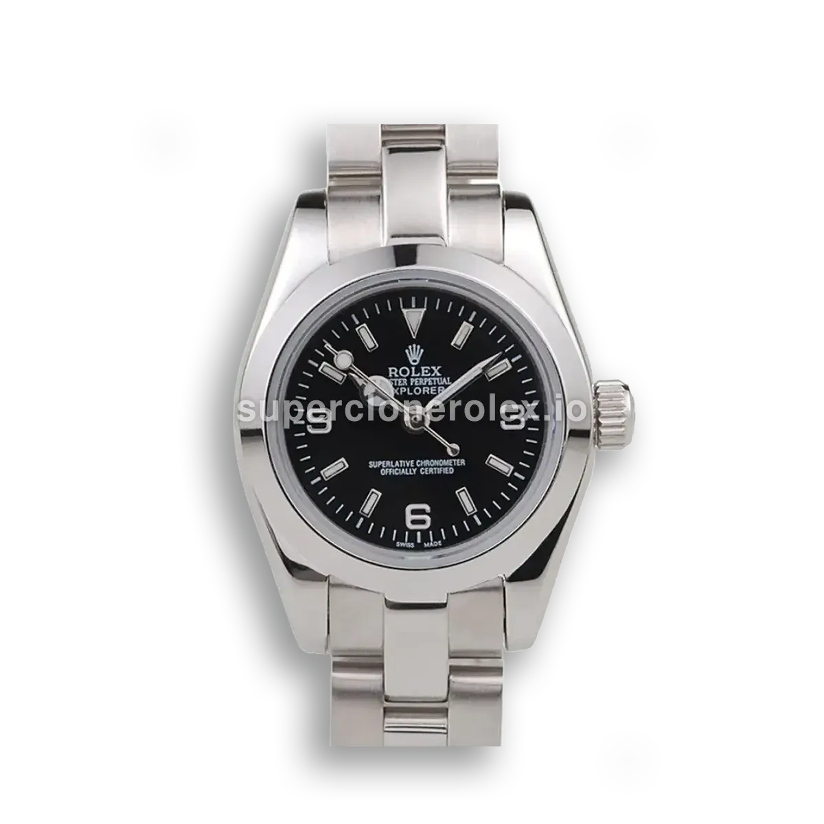 Rolex Explorer 98089 miyota replica black dial — front view