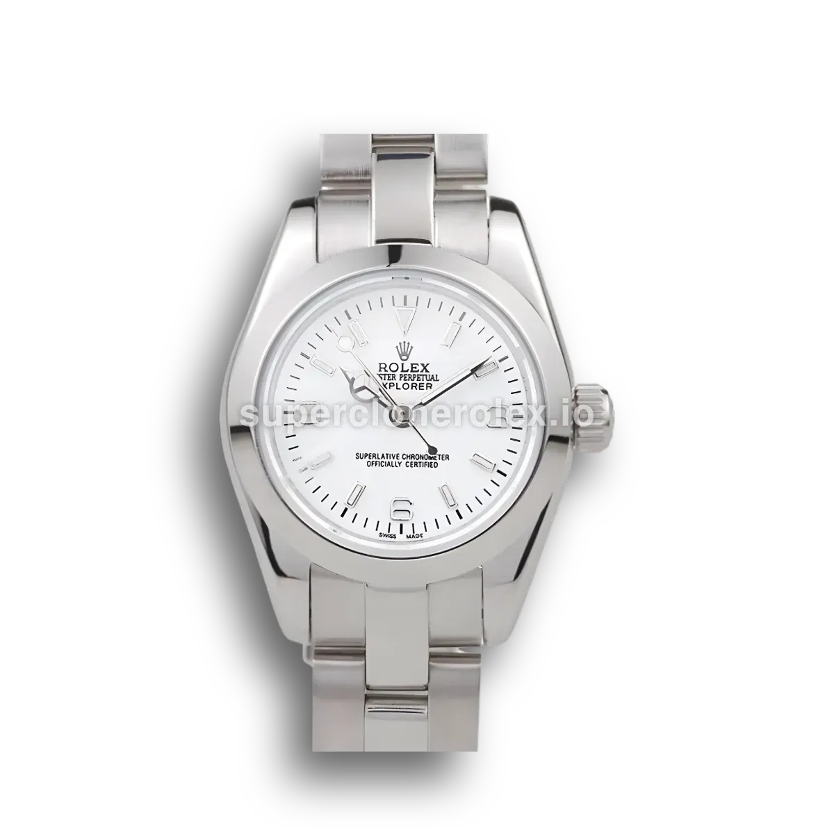 Explorer 98088 rolex copy white dial — front view