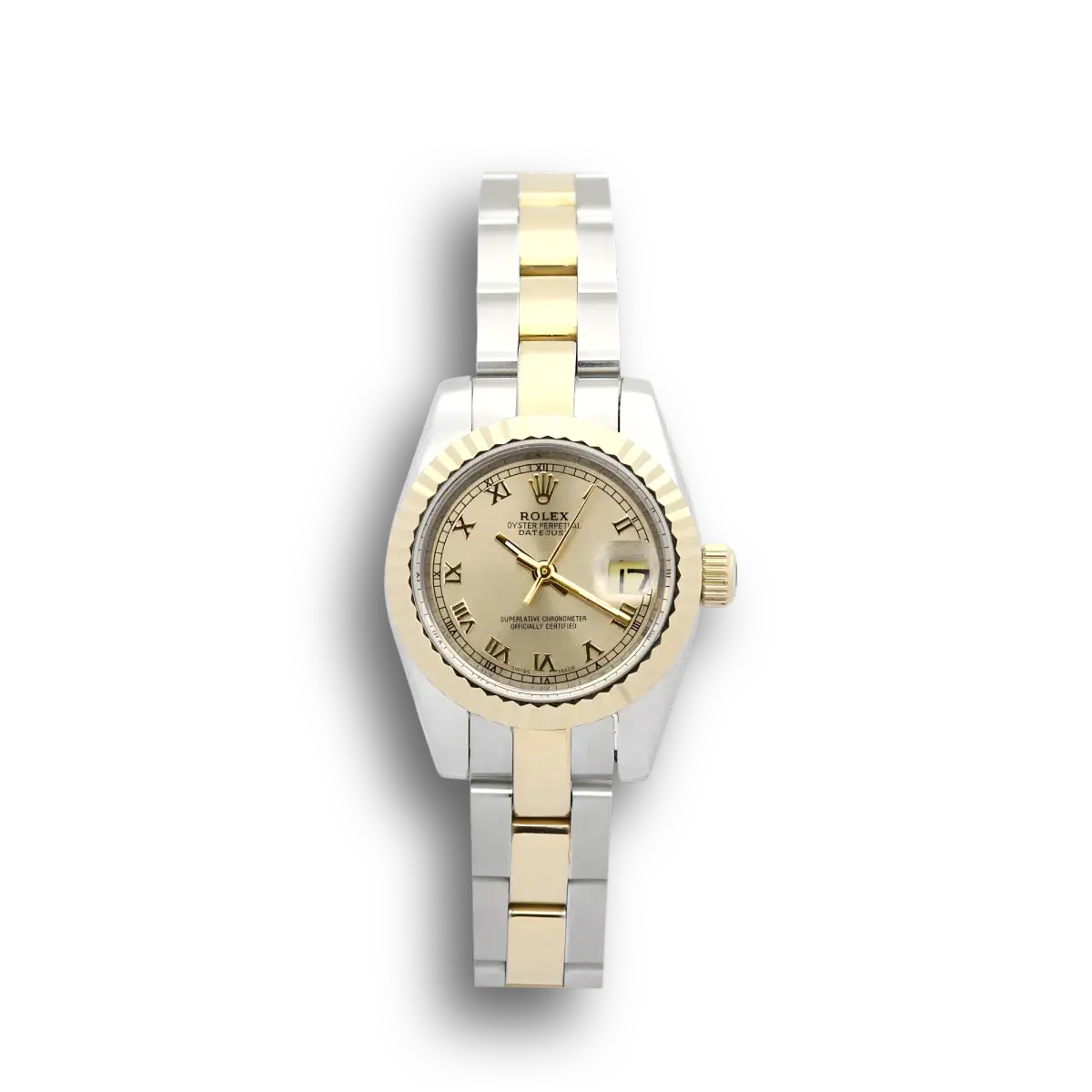 Lady-Datejust 179163 rolex copy yellow gold dial — front view