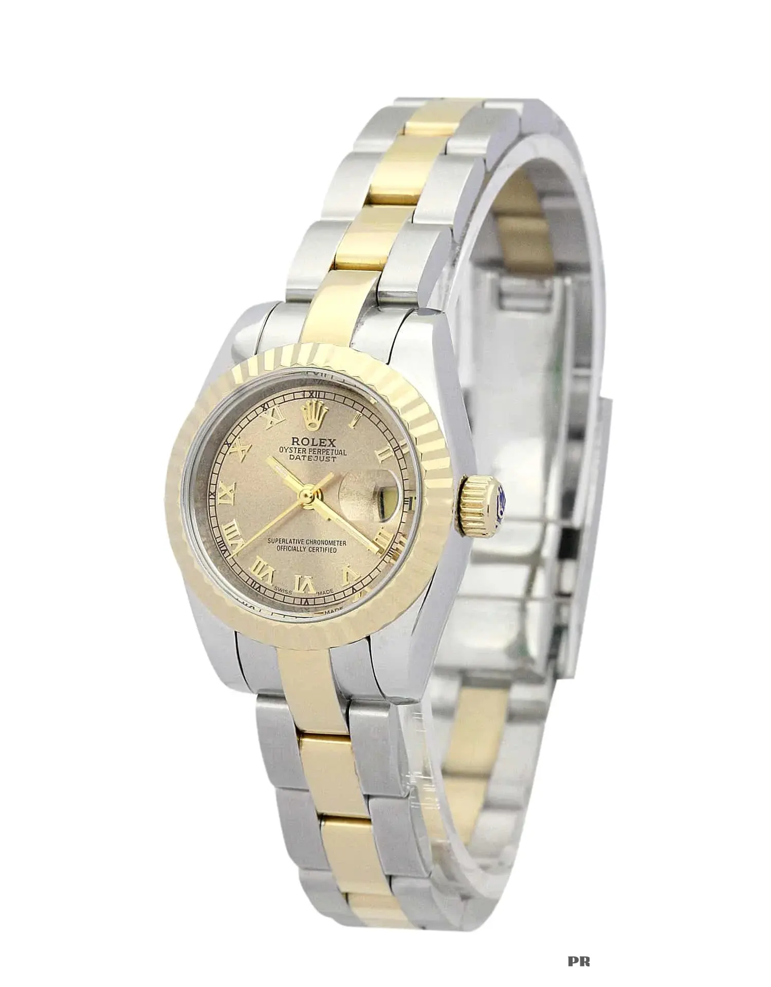 Rolex Lady-Datejust 179163 replica yellow gold dial — caseback detail