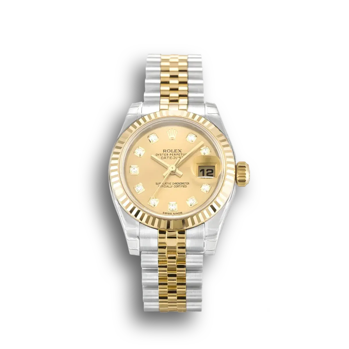 Lady-Datejust 179173 rolex copy champagne dial — front view