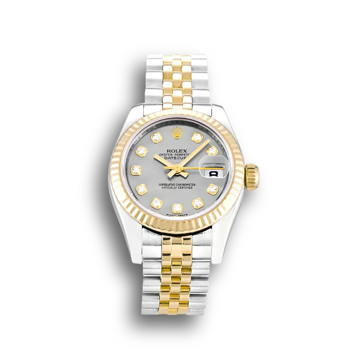 Rolex Lady-Datejust 179173 replica silver dial — front view
