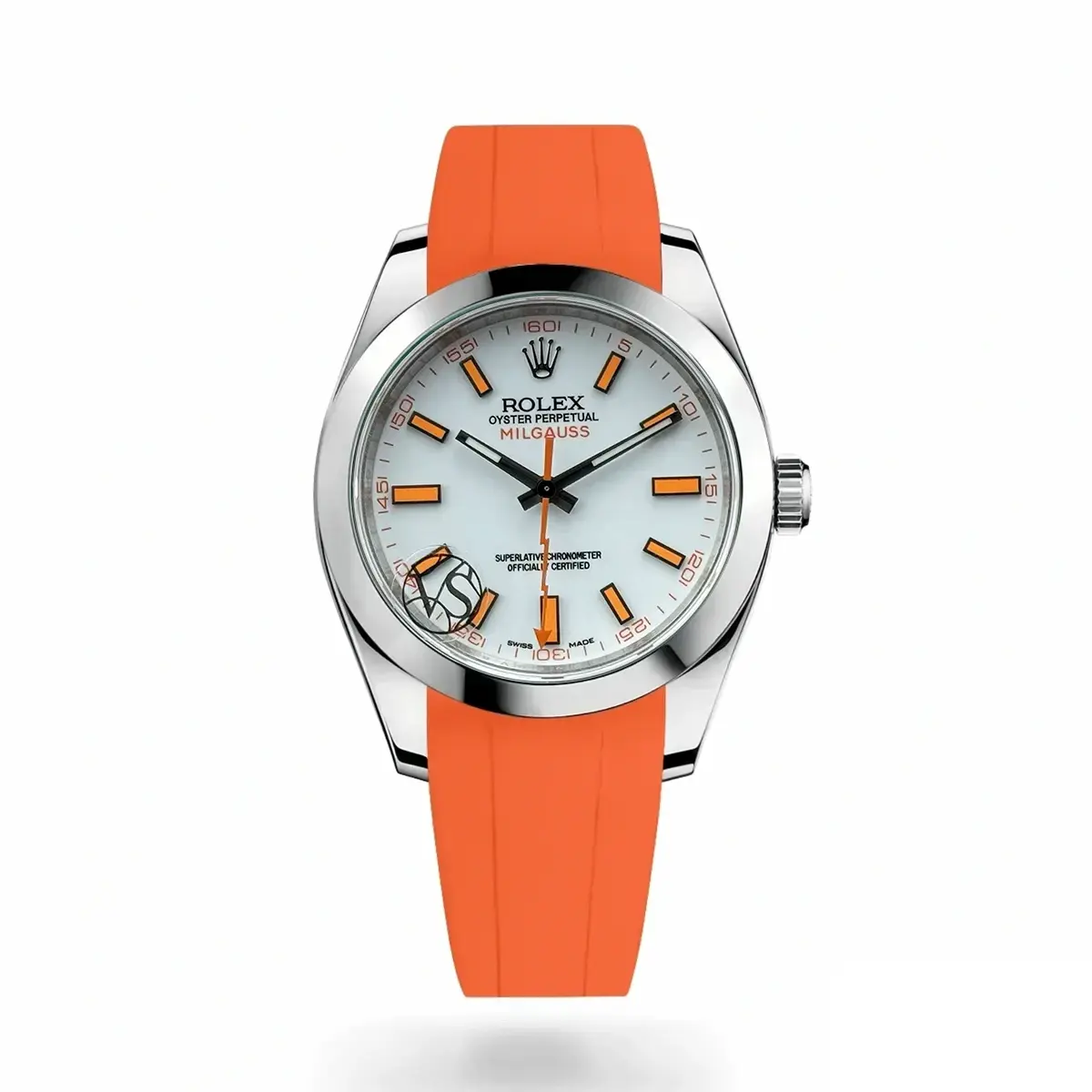 Rolex Milgauss 116400 replica white dial — front view