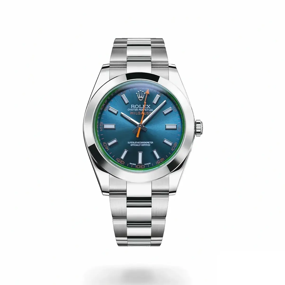 Rolex Milgauss 116400GV miyota replica blue dial — front view