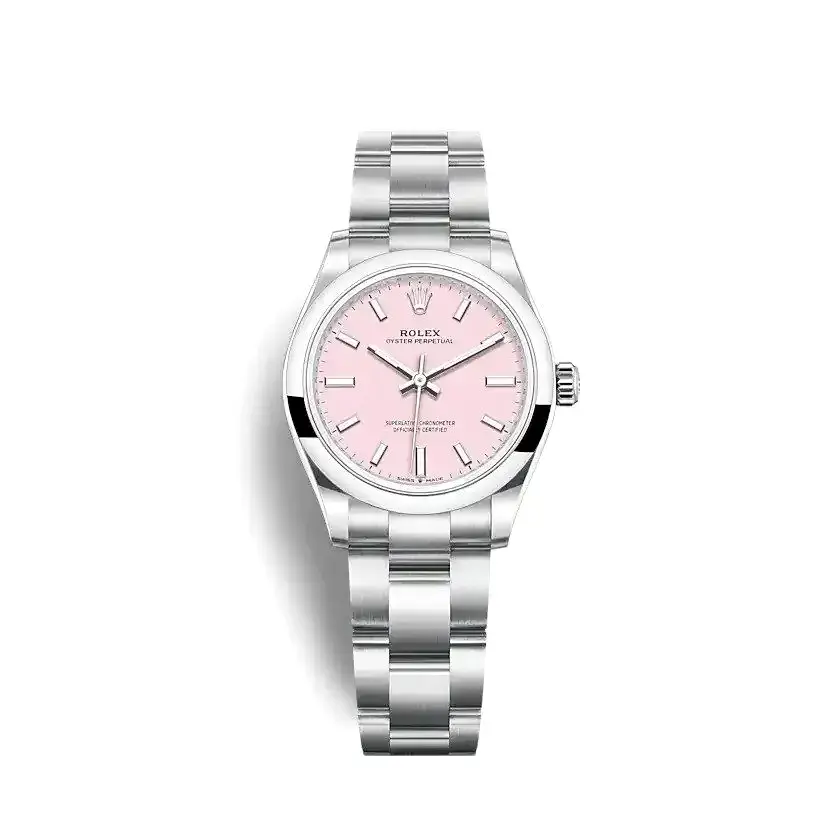 Rolex Oyster Perpetual 124200 rolex clone pink dial — front view