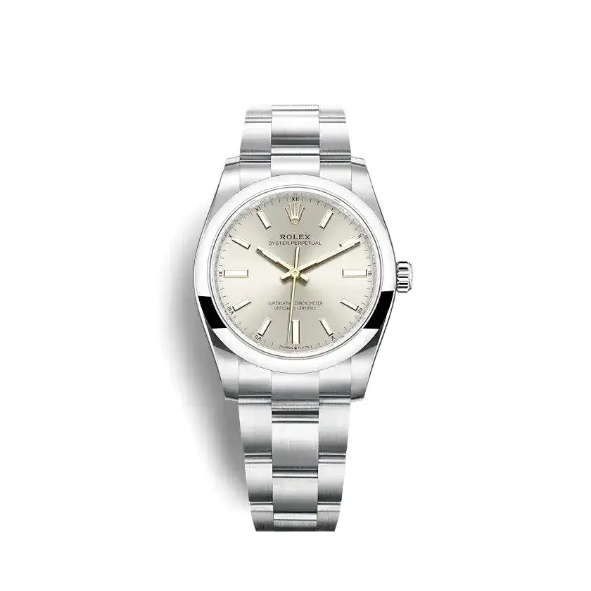 Rolex Oyster Perpetual Lady 34mm Silver Dial 124200 replica watch