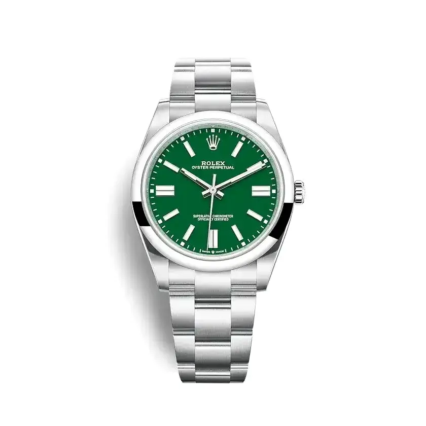 Rolex Oyster Perpetual 124300 rolex clone green dial — front view