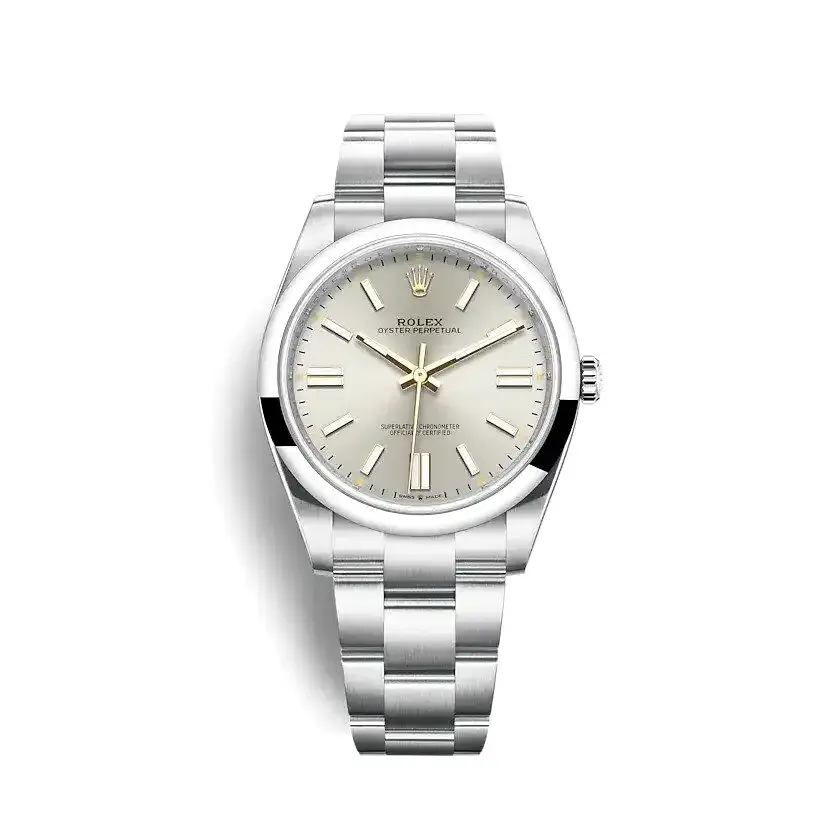 Rolex Oyster Perpetual 124300 miyota replica silver dial — front view