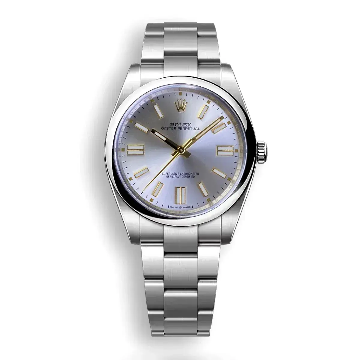Oyster Perpetual 124300 japanese automatic replica yellow dial — front view