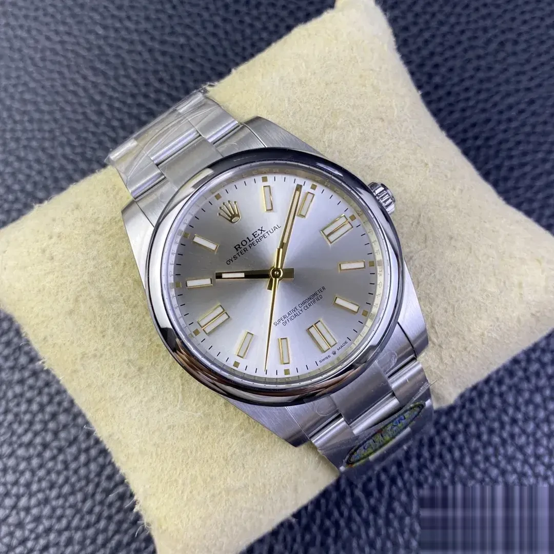 Rolex Oyster Perpetual 124300 rolex clone yellow dial — caseback detail