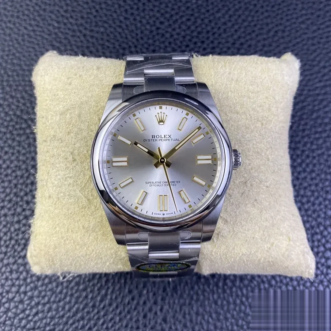 Oyster Perpetual 124300 japanese automatic replica yellow dial — bezel macro